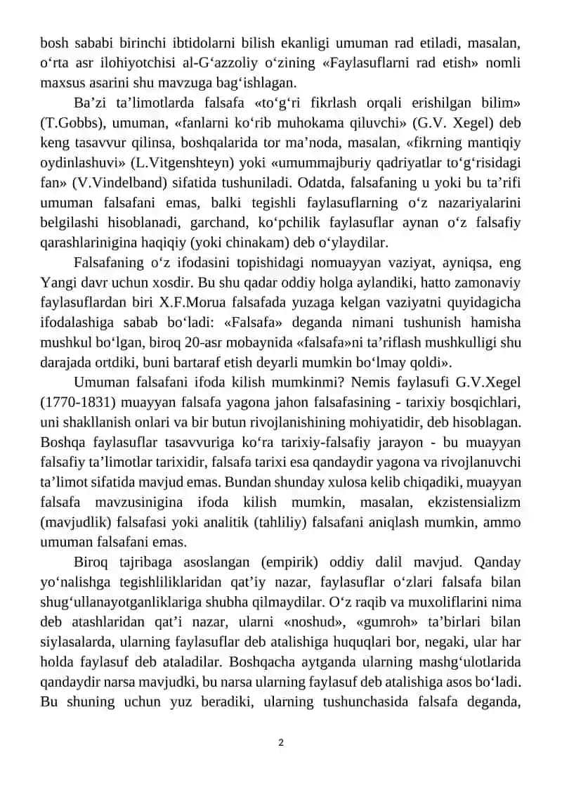 FALSAFA MAVZUSI VA FALSAFIY BILIMLAR MOHIYATI 2