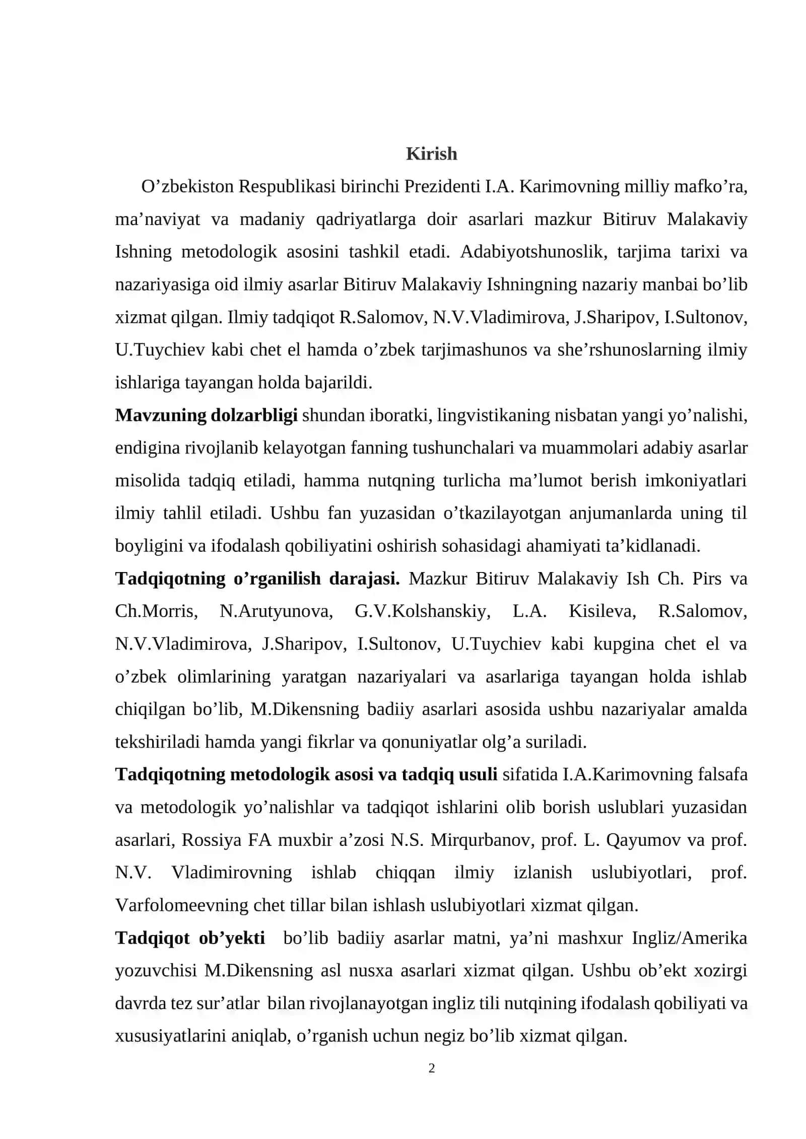 M. Dickensning " Майсазордаги гуллар » asarida badiiy portretning pragmatik tavsifi 2