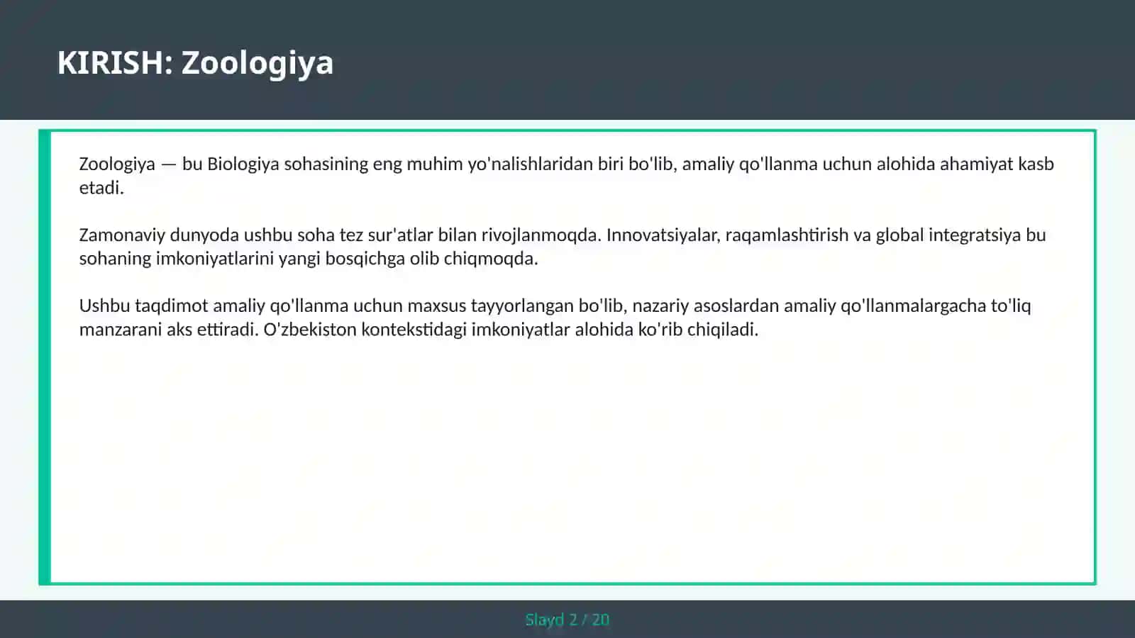 Umurtqalilar — amaliy qo'llanma 2
