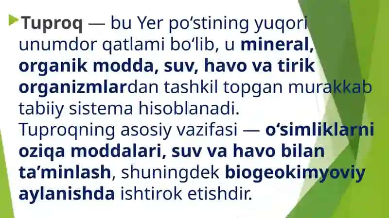 TUPROQ VA UNING KIMYOVIY TARKIBI. 2