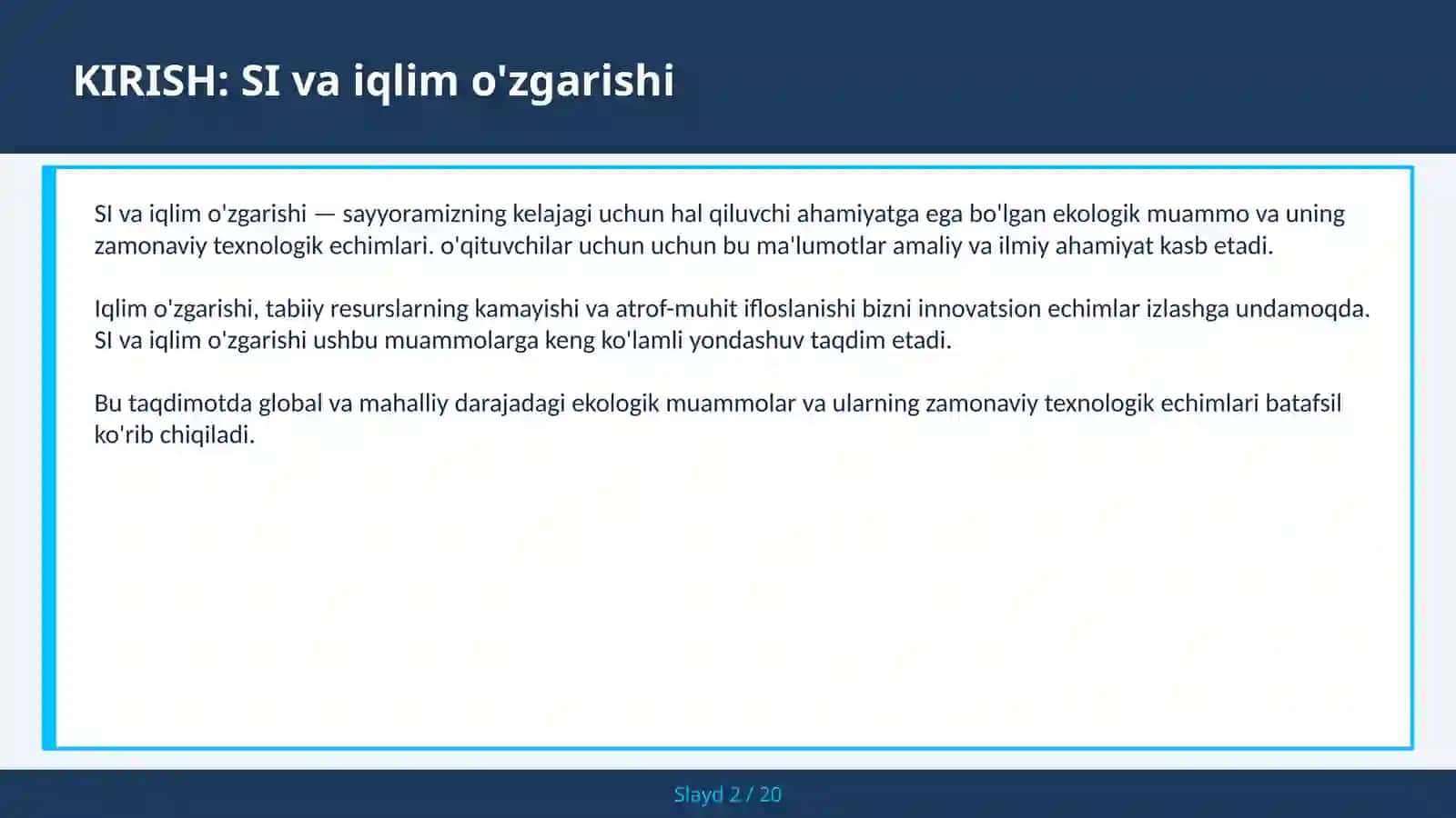 SI VA IQLIM O'ZGARISHI 2