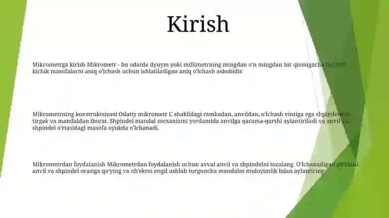 Mikrometr Tuzilishi Va Uni Ishlatish 2