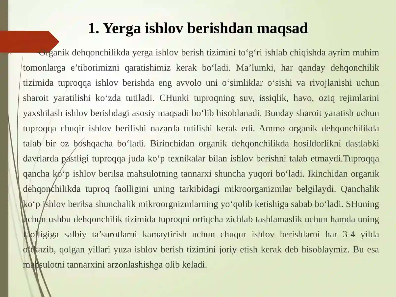 Оrgаnik dеhqоnchilikdа tuprоqqа ishlоv bеrish 2