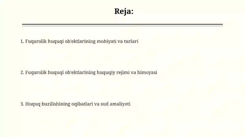 Fuqarolik huquqi ob'ektlari 2