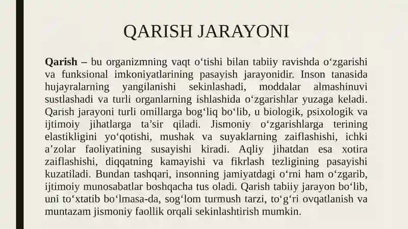 KEKSALIK VA QARISH 2
