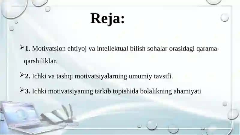 Ichki va tashqi motivatsiyalarning umumiy tavsifi. 2