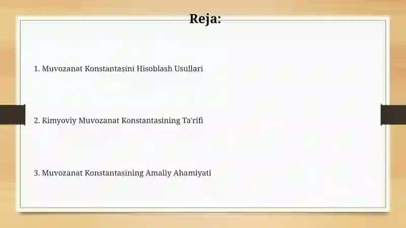 Kimyoviy muvozanat konstantasi 2