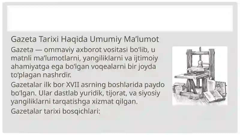 Gazeta Tarixi Haqida Umumiy Ma’lumot 2