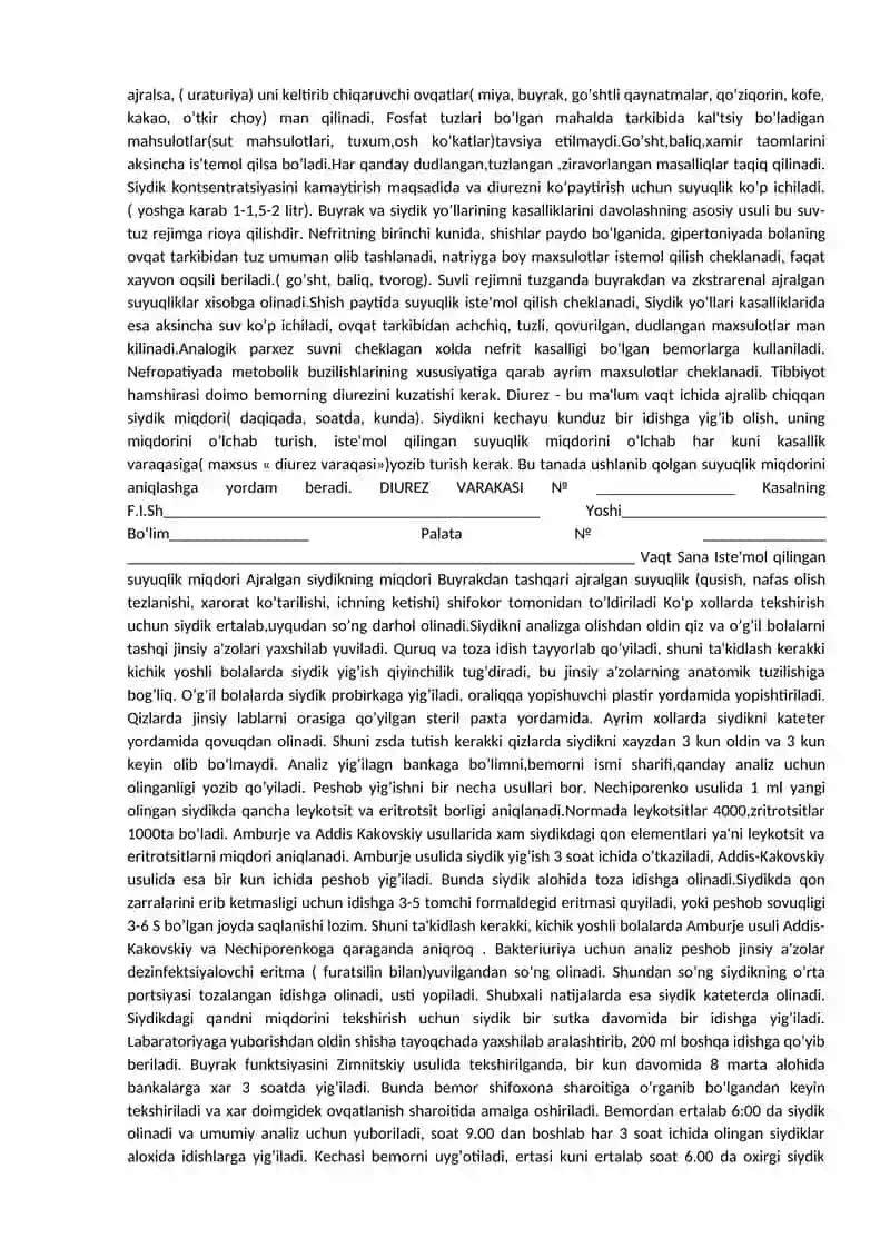 Siydik hosil qilish va ajratish azolari kasalliklari 2
