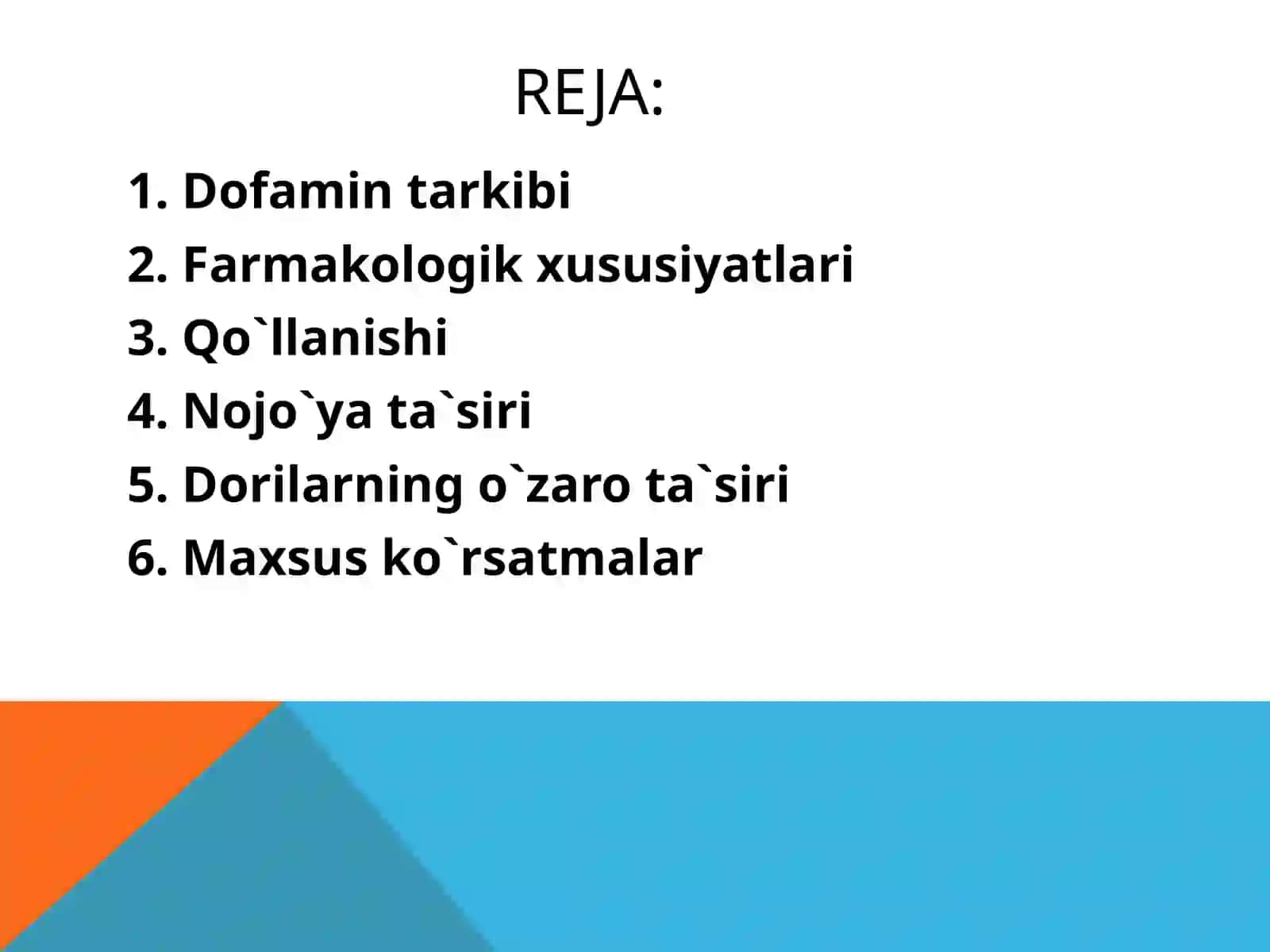 Dofamin va dofaminergik vositalar 2