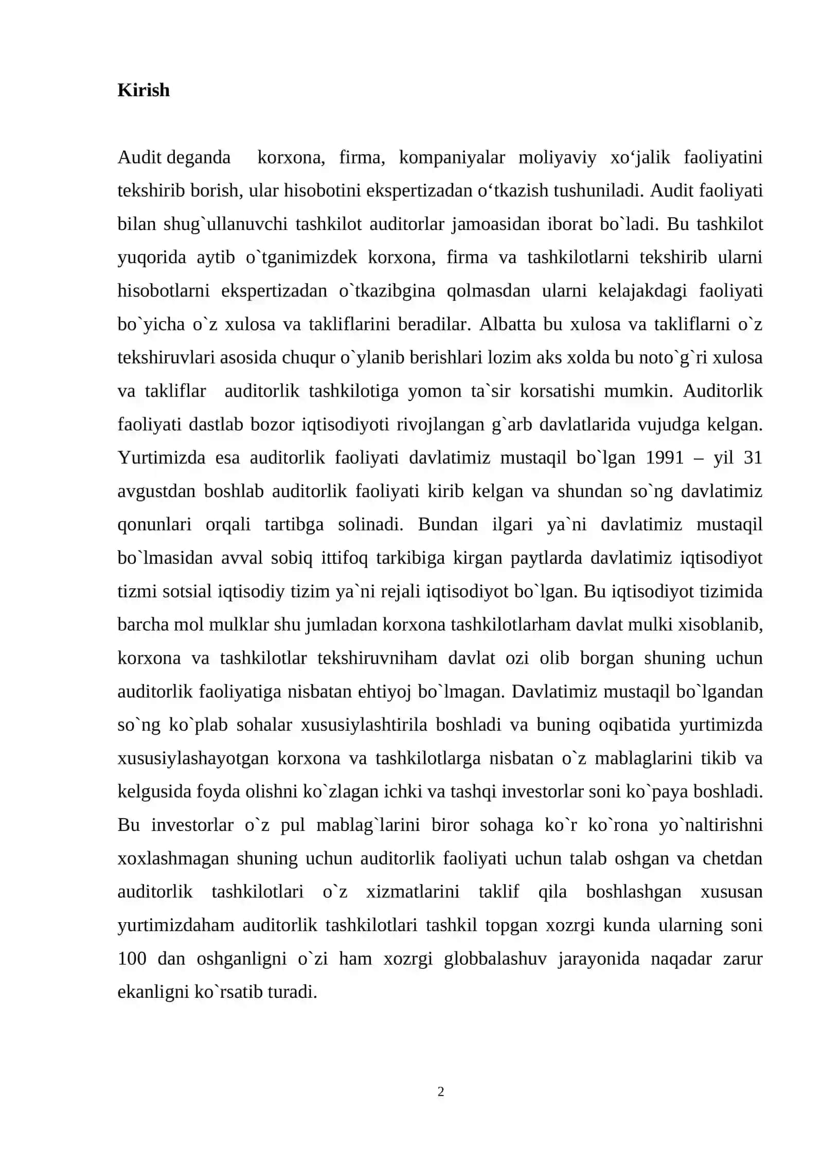 MOLIYAVIY HISOBOTLARINI AUDITORLIK TEKSHIRUVIDAN  O‘TKAZISH 2