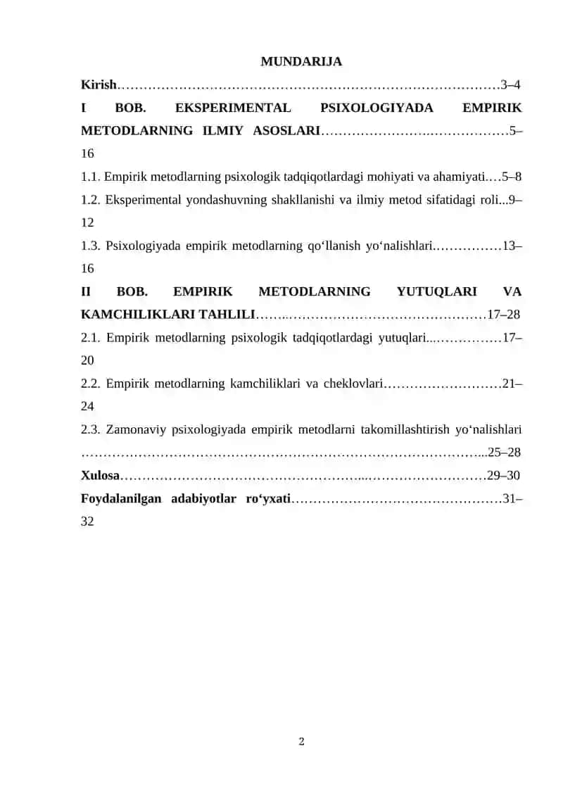 Eksprimental psixologiyada emprik metodlarning yutuq va kamchiliklari 2