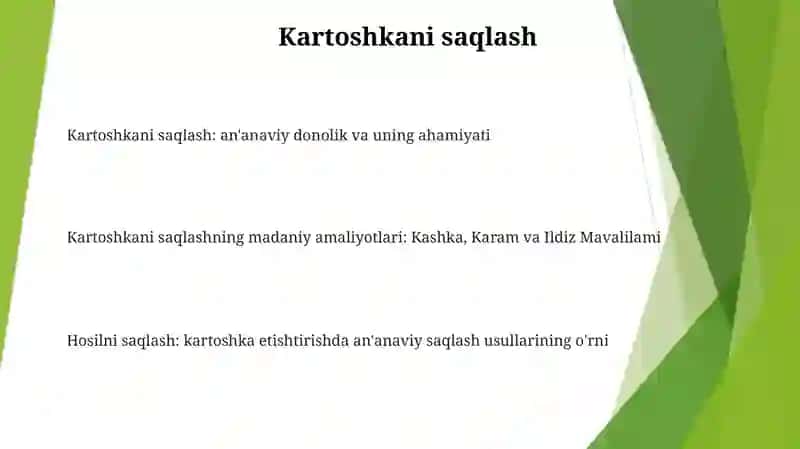 Kartoshka, Karam Va Ildizmevalilami Saqlash 2