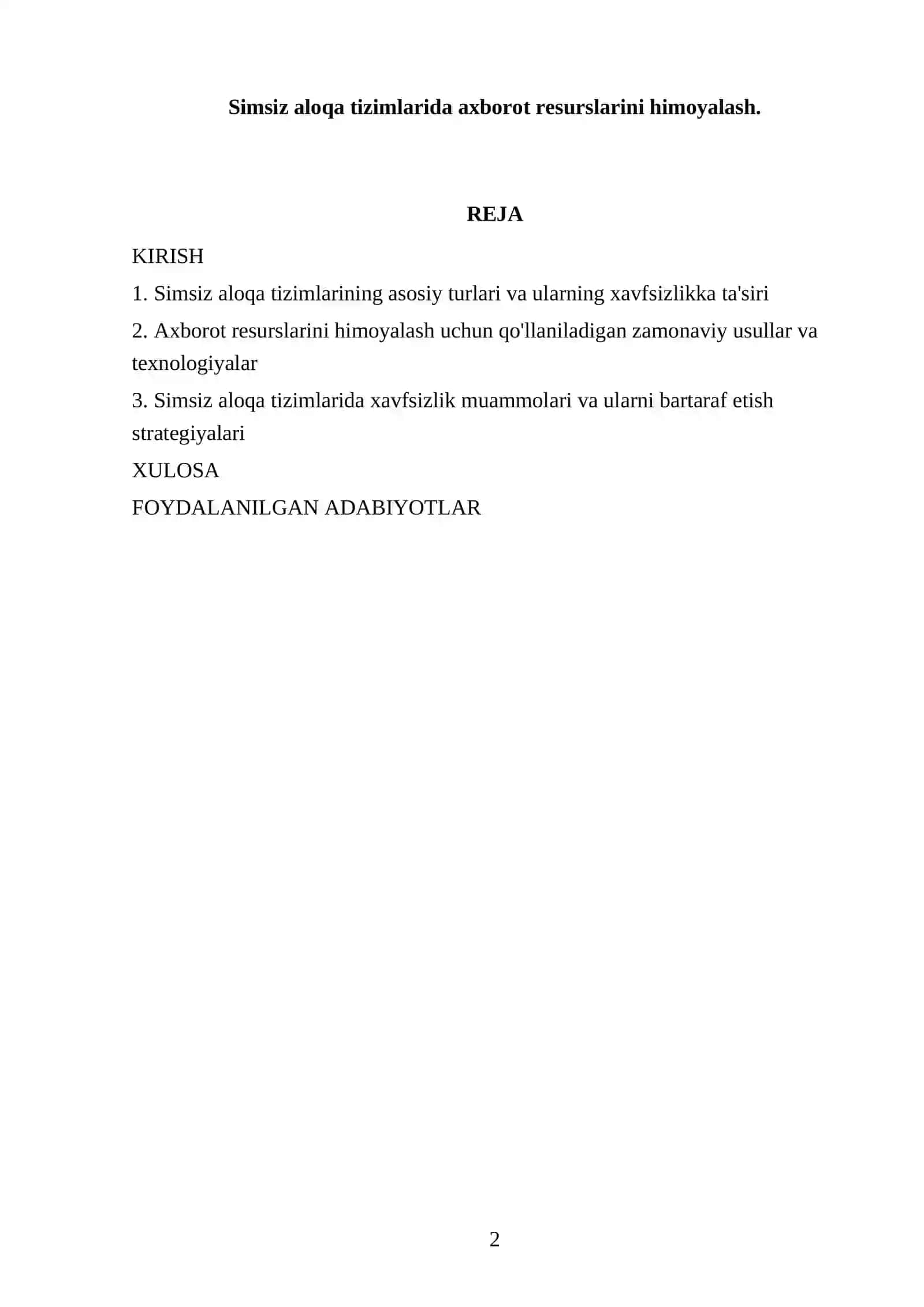 Simsiz aloqa tizimlarida axborot resurslarini himoyalash 2