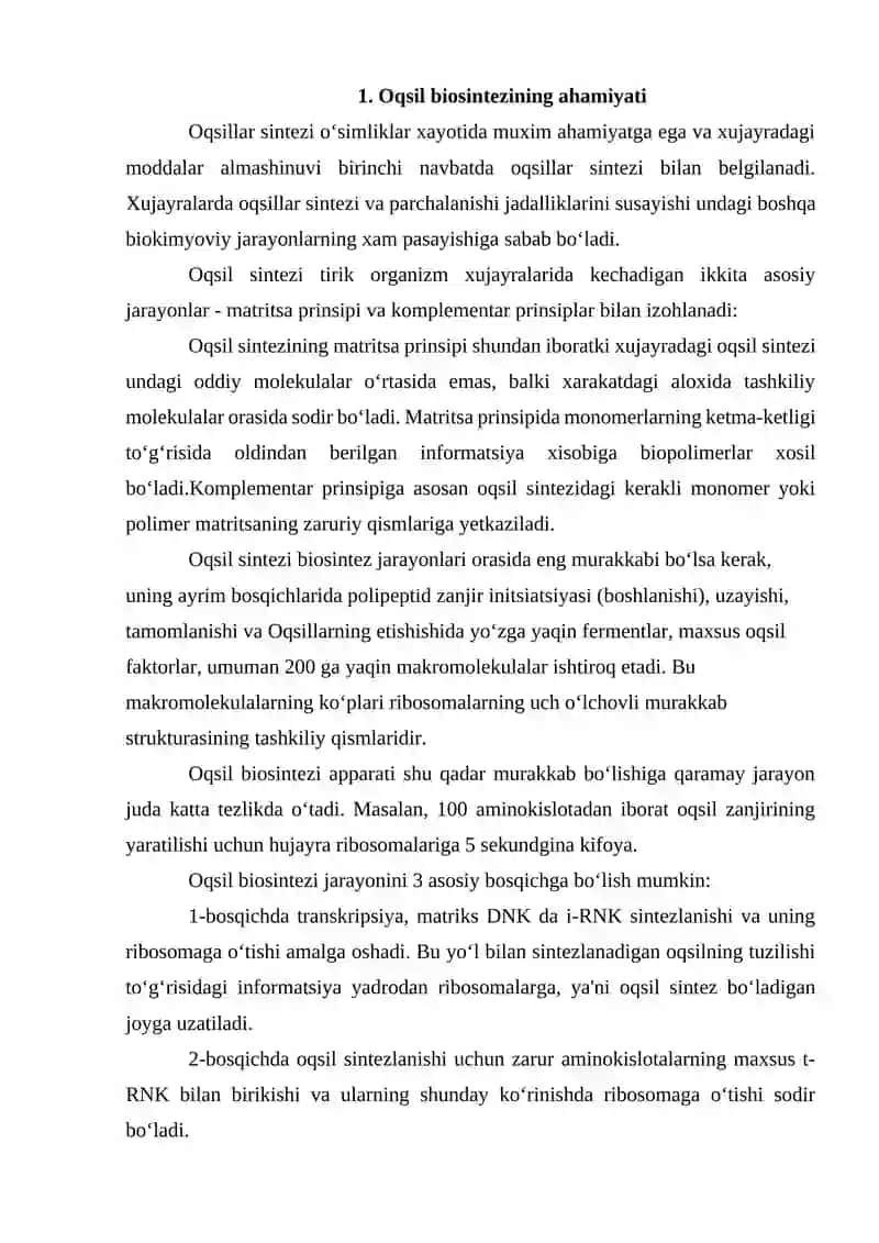 Oqsillar biosintezi va parchalanishi 2