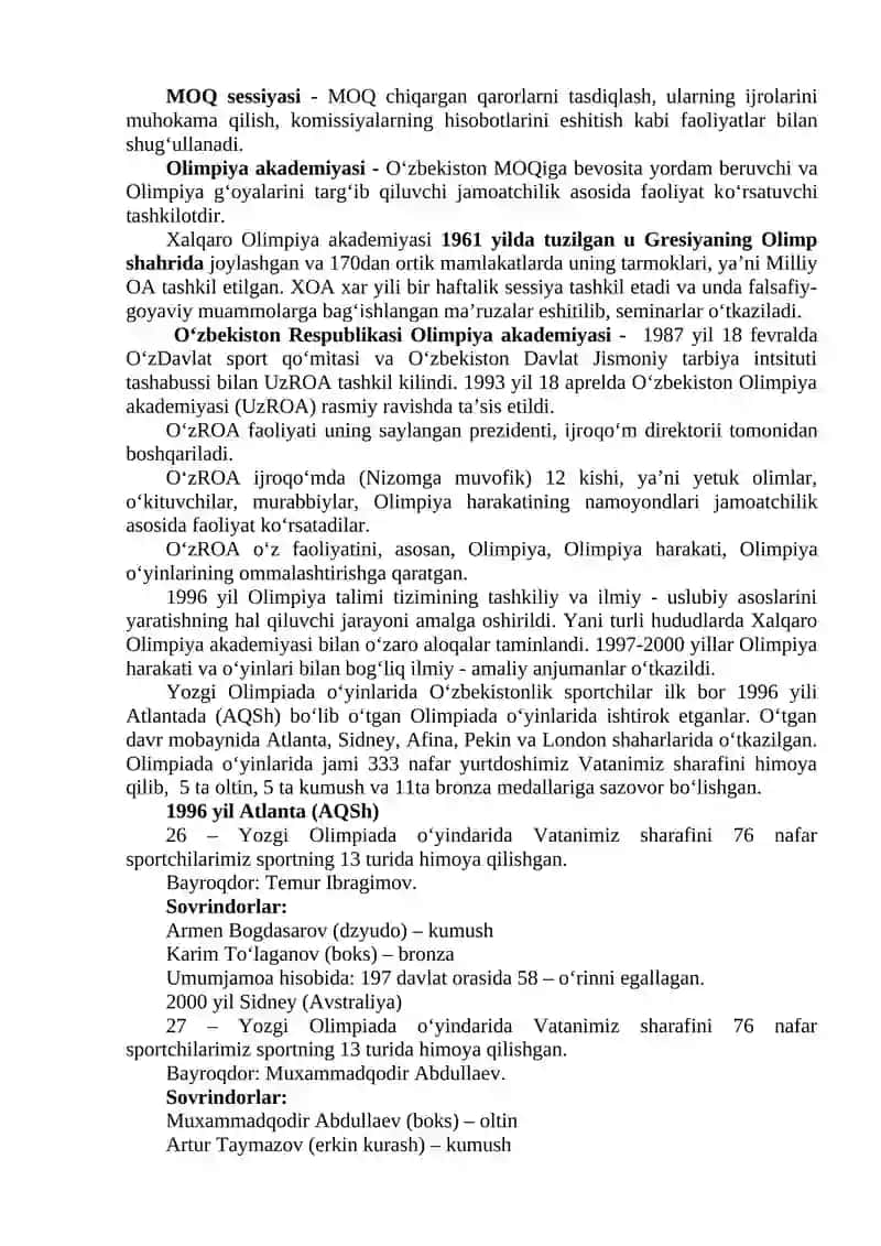 O‘zbekistonda Olimpiya harakatini boshqarilishi 2