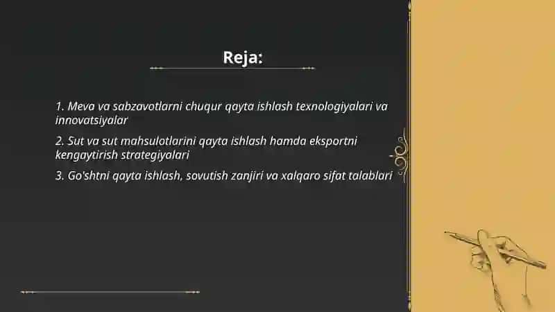 Meva va sabzavotlarni chuqur qayta ishlash texnologiyalari va innovatsiyalar 2