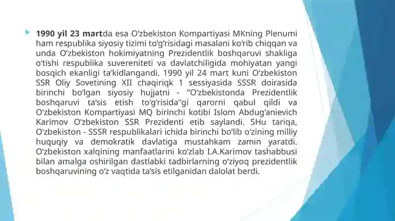 O’zbekistonda prezidentlik lavozimining joriy etilishi 2
