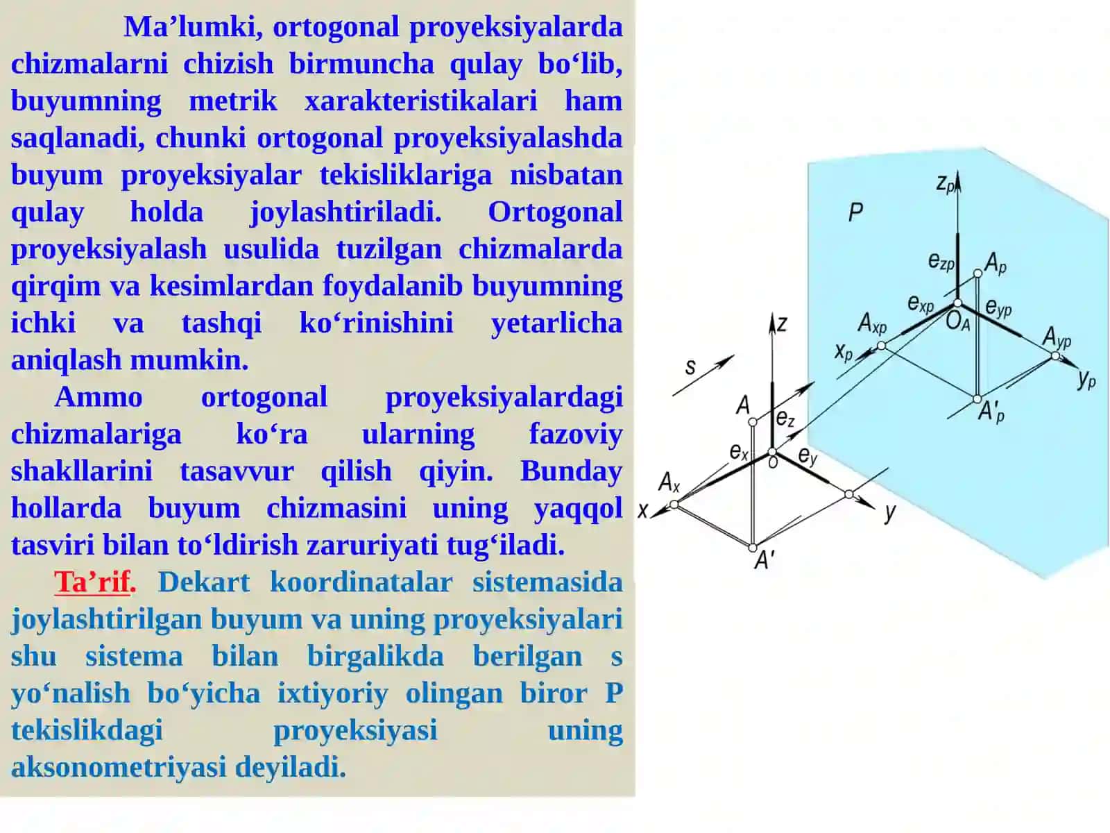 Aksonometriya haqida umumiy tushuncha 2