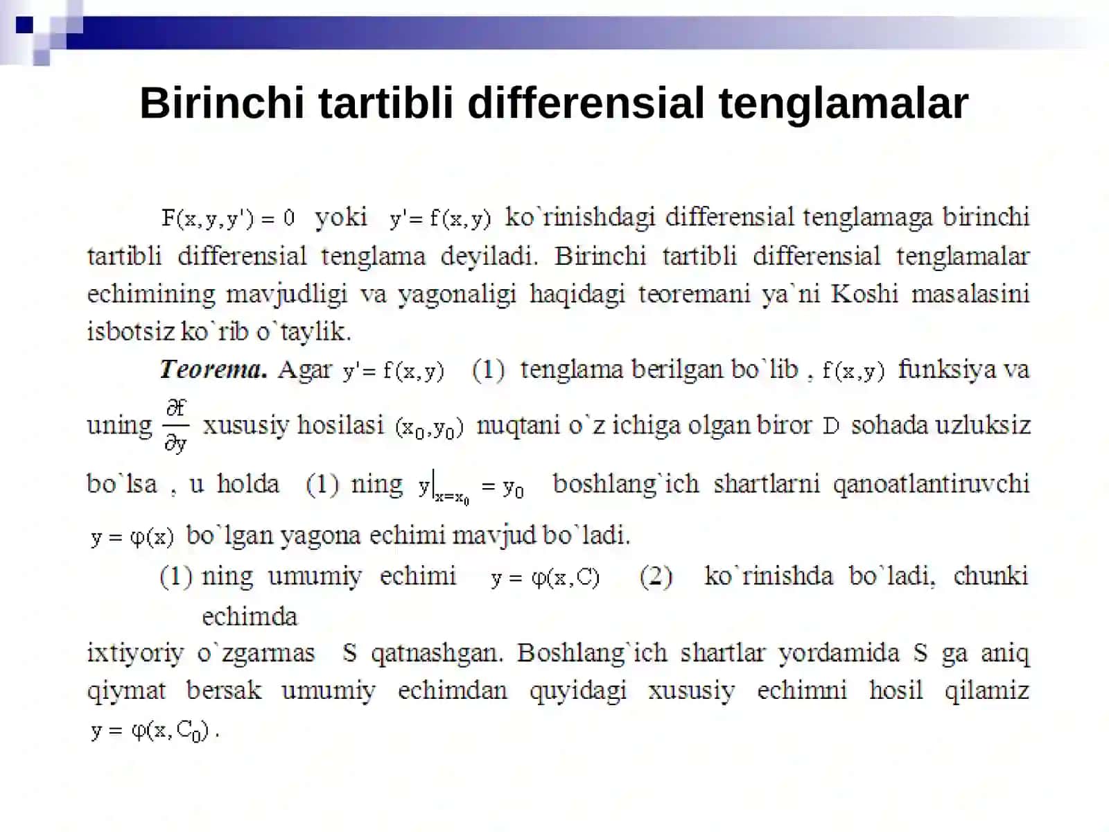 Birinchi tаrtibli diffеrеnsiаl tеnglаmаlаr 2
