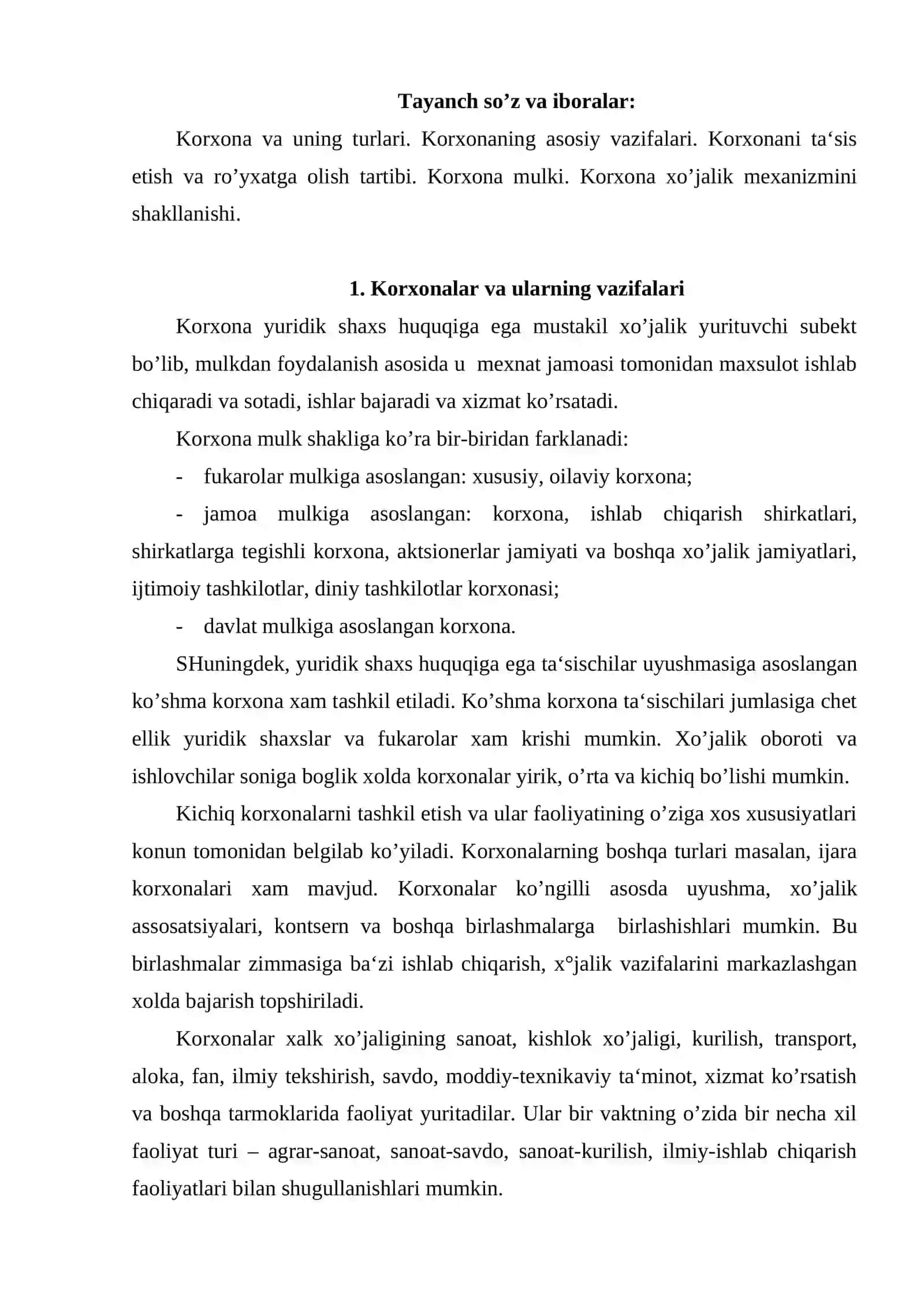 Korxonalar faoliyatini boshqarish 2