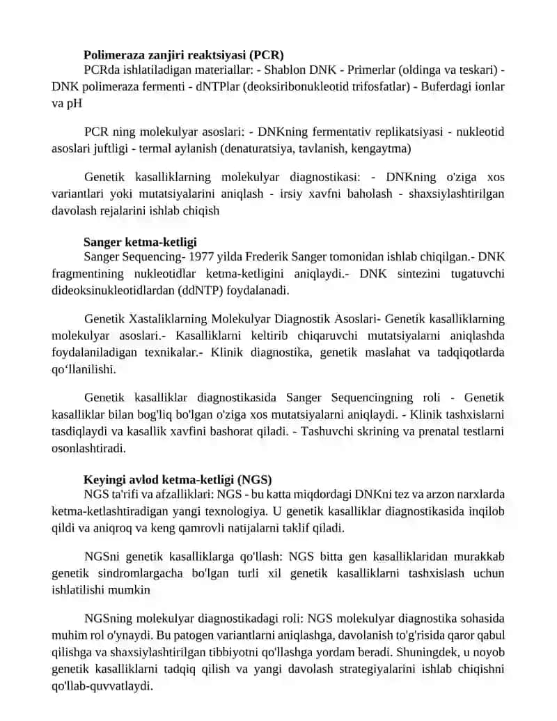 Genetik Xastaliklarning Molekulyar Diagnostik Asoslari 2