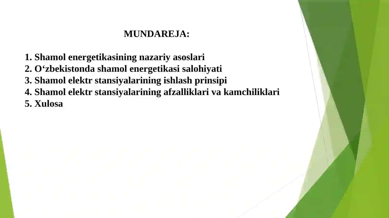 Shamol Energetikasi Nazariy Asoslari 2