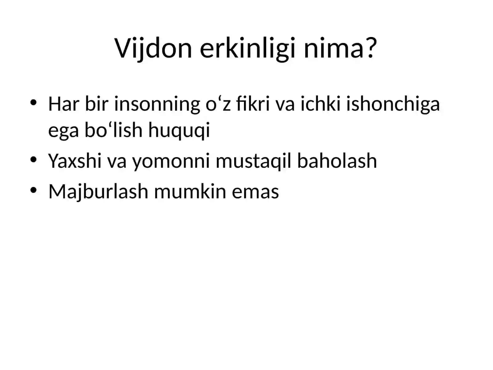 Vijdon va e’tiqod erkinligi 2