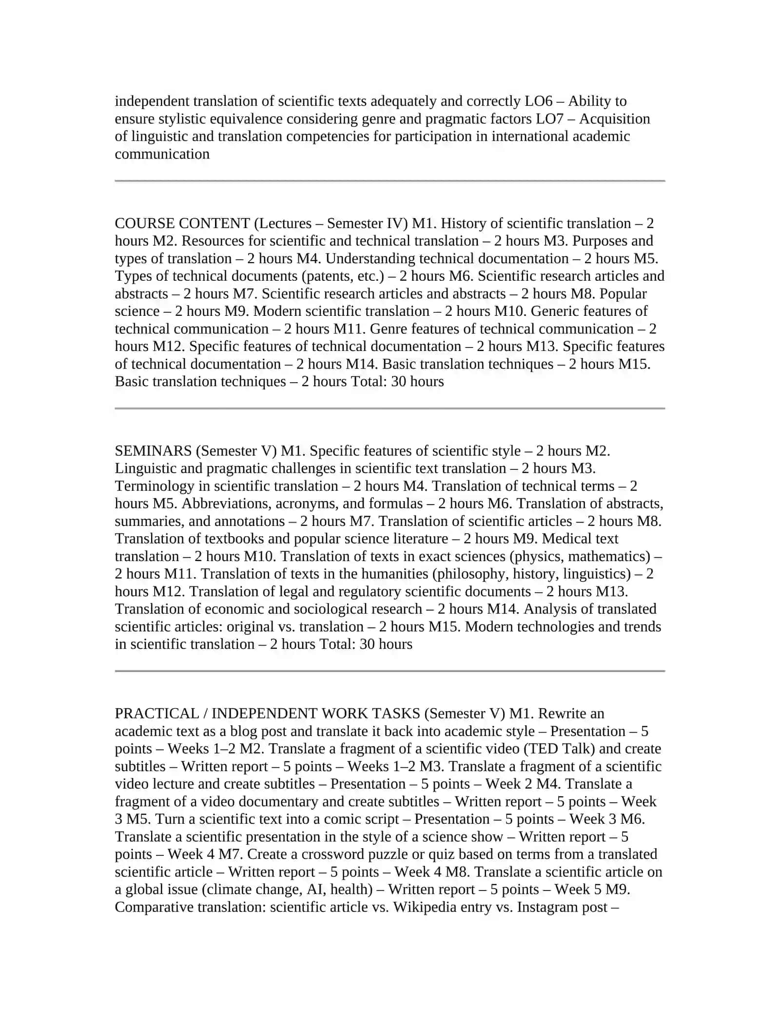 Translation of Scientific Texts 2