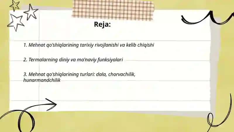 Folklyorshunoslik. Mehnat qo'shiqlari va termalar 2