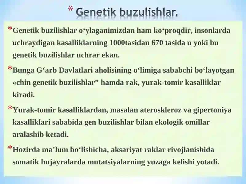 Genetik Buzilishlar va Kasalliklar 2