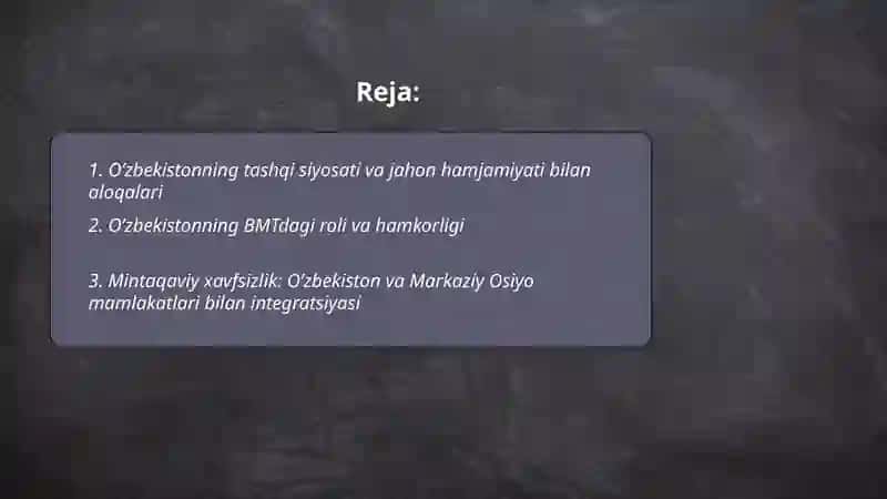 O’zbekiston va jahonhamjamiyati 2