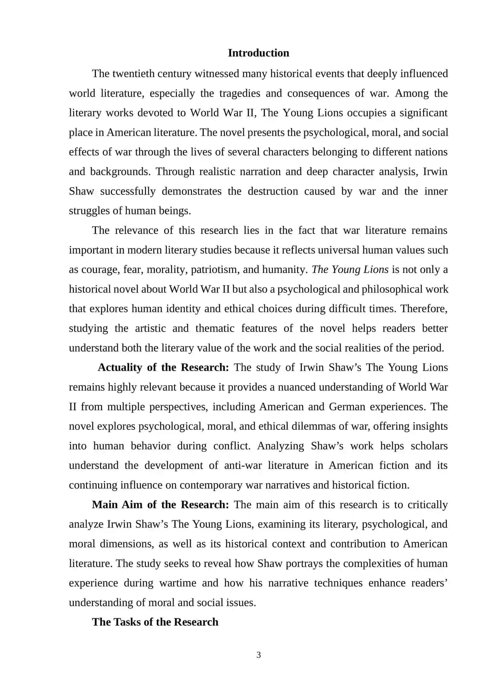 CRITICAL STUDY OF IRWIN SHAW'S “THE YOUNG LIONS” 2