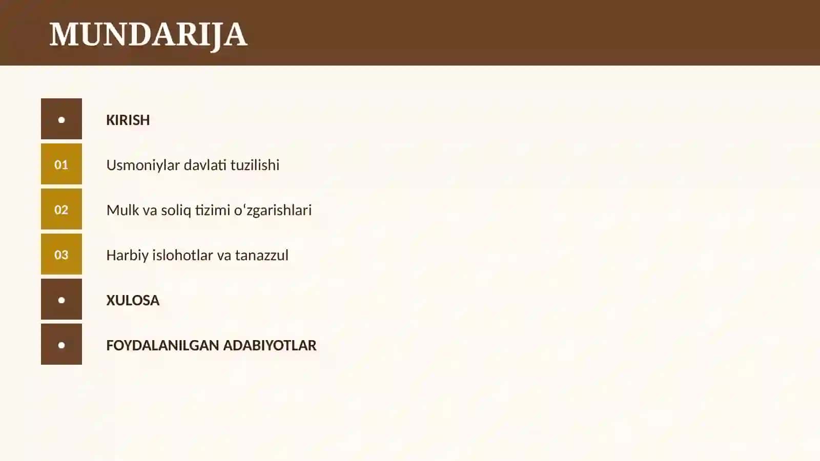 XVI-XVIII ASRLARDA USMONIYLAR IMPERIYASI (TURKIYA) 2
