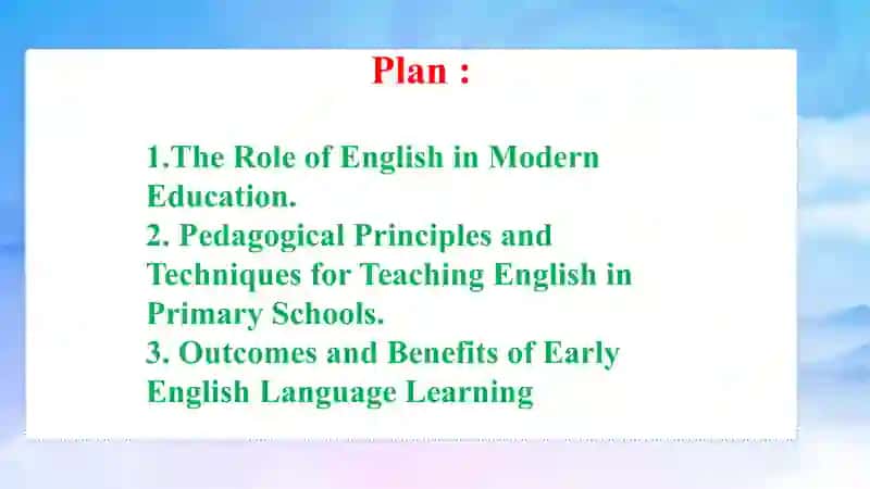 Importance of teaching English language in primary schools 2