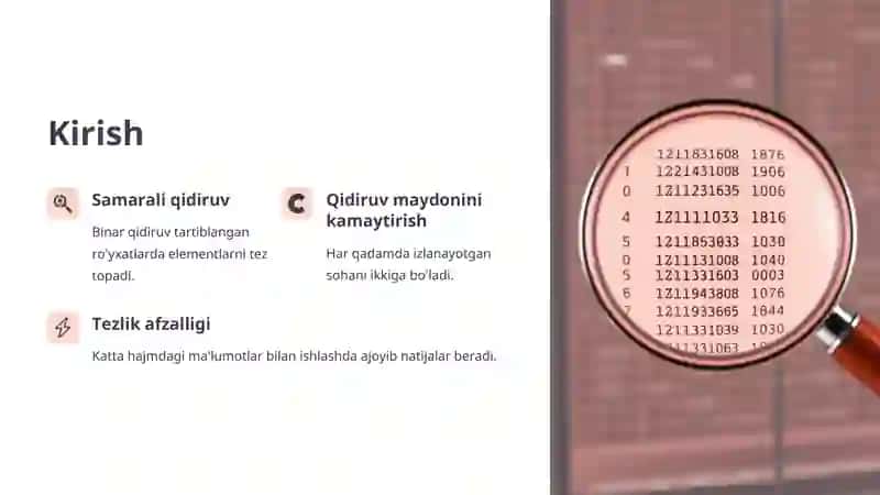 Binar Qidiruv Algoritmi Taqdimoti 2