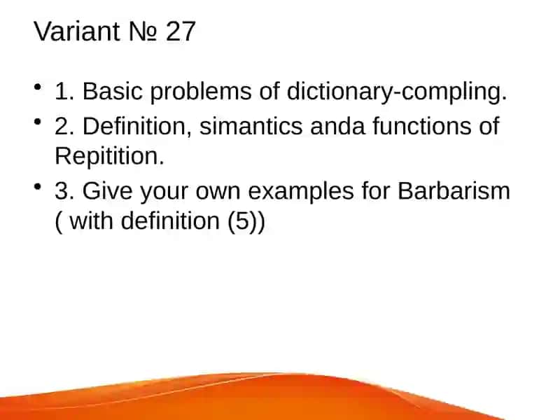 Problems of Dictionary-Compiling, Repetition, and Barbarism Analysis 2