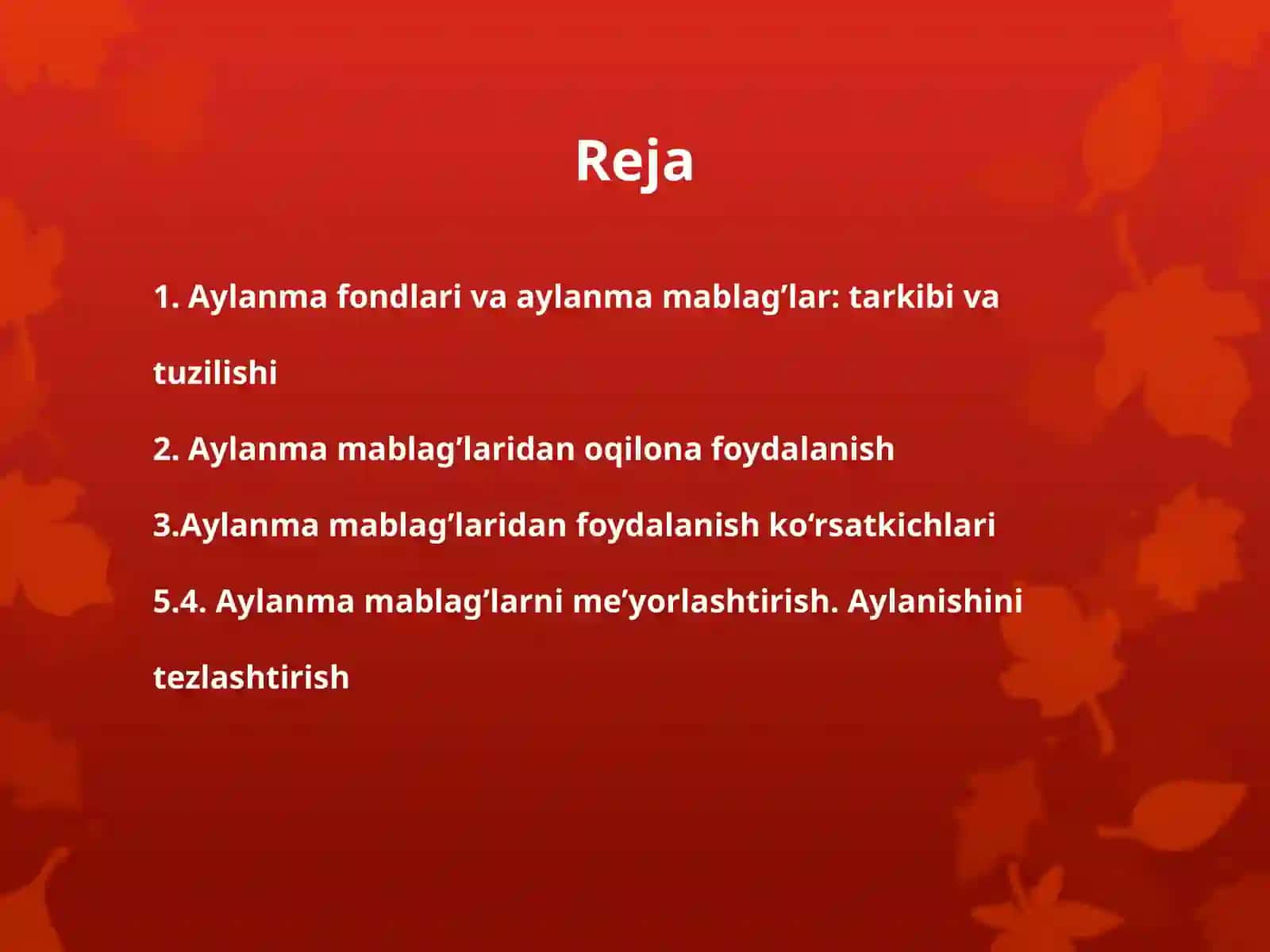 Aylanma Mablag'lari 2