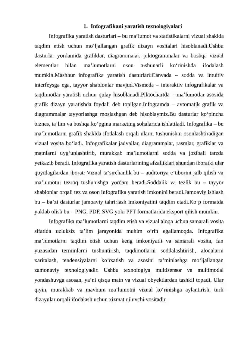 Infografikani yaratishga oid dasturiy taʼlimotlar 2