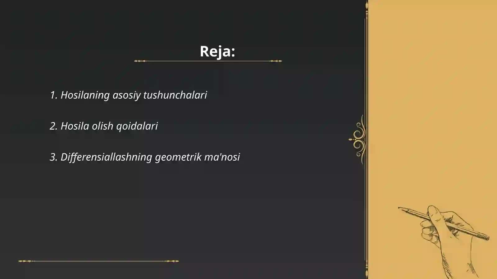 Hosilaning tadbiqlarini o'qitish metodlari 2