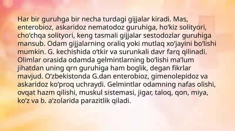 Bolalarda gelmentozlar 2
