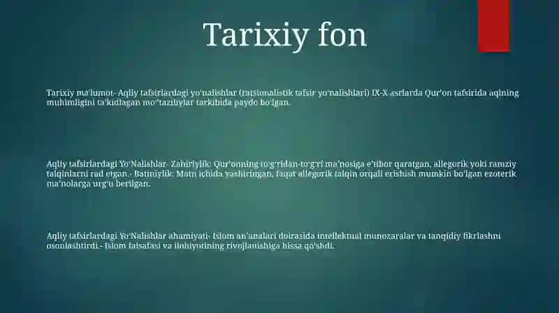 Aqliy Tafsirlardagi YoʻNalishlar 2
