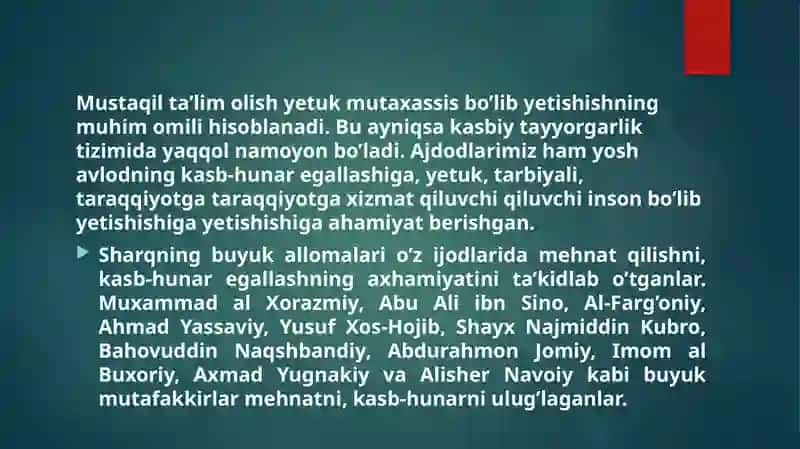 Oʻquvchilarning mustaqil ishlarining koʻrinishi 2