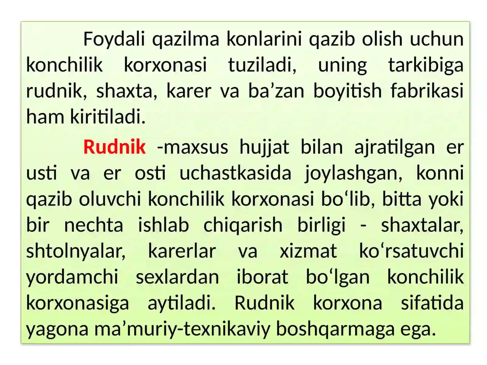 Konchilik korxonasi, rudnik, shaxta, shaxta maydoni,qavatlar 2