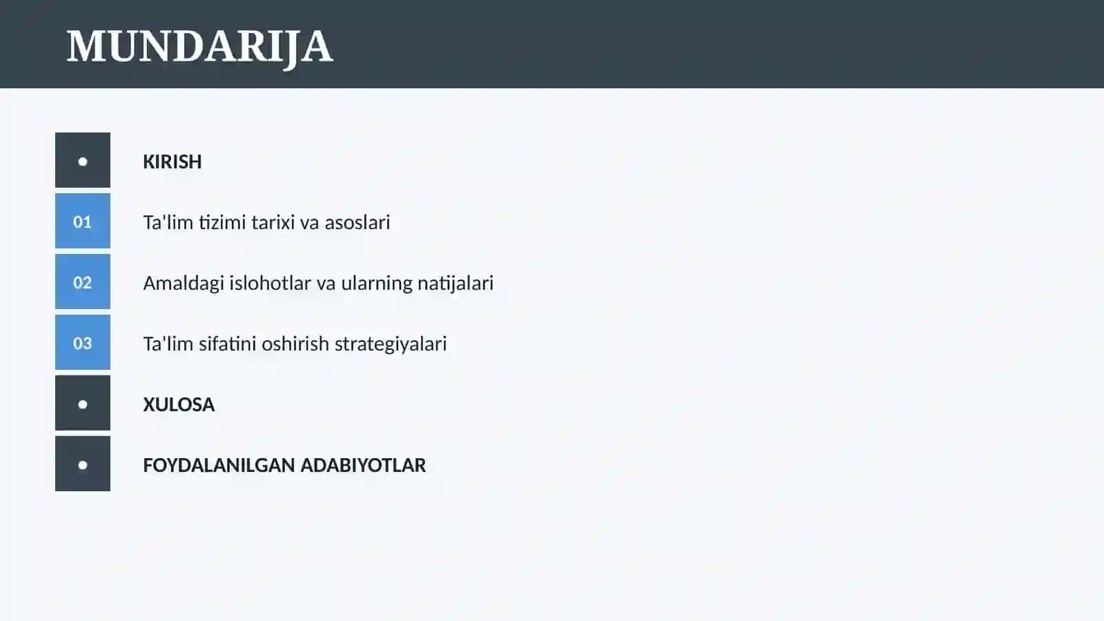 O’ZBEKISTONDA SHAKLLANGAN TA’LIM TIZIMINI ISLOH ETISH 2
