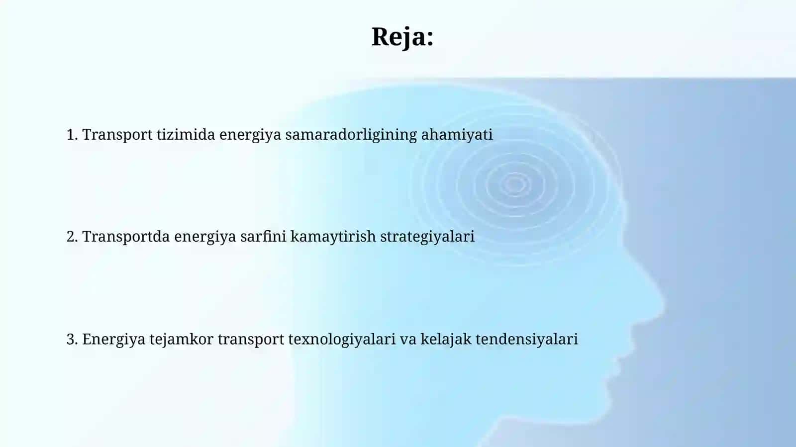Transport tizimida energiya samaradorligi 2