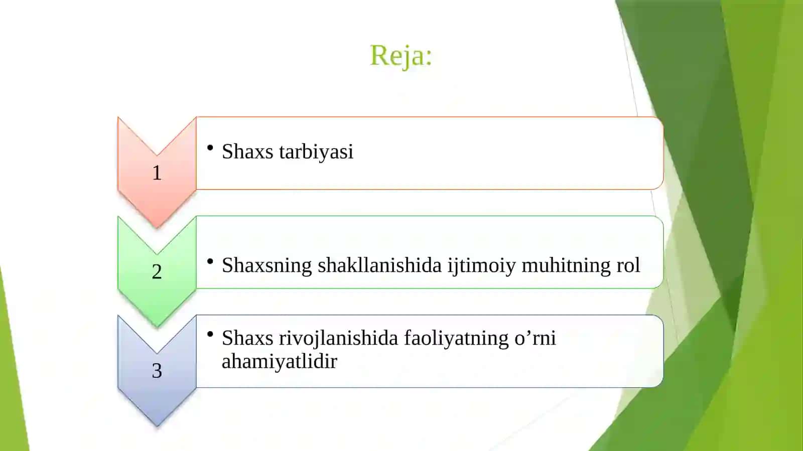 Bolashahsining rivojlanishi tarbiyasi va kamoloti 2