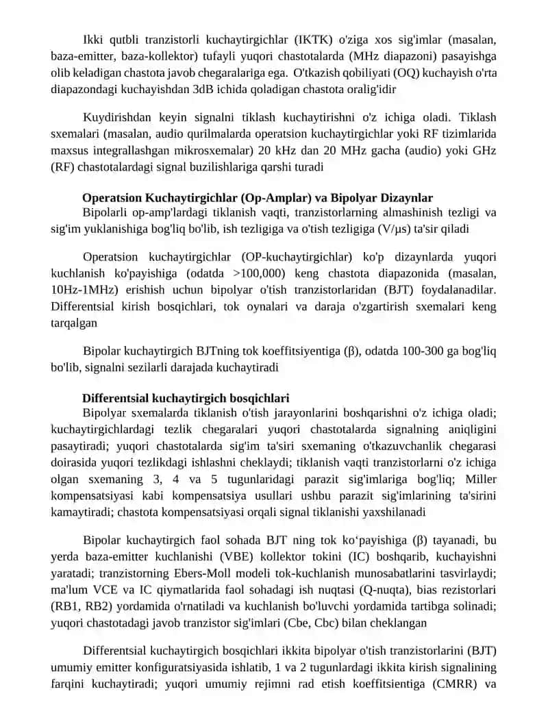 Bipolyar kuchaytirgich tranzistorlar 2