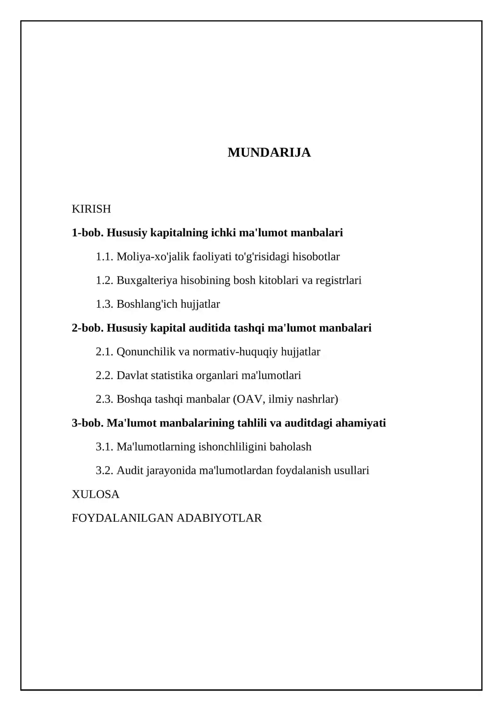 Hususiy kapital auditining ma'lumot manbalari 2