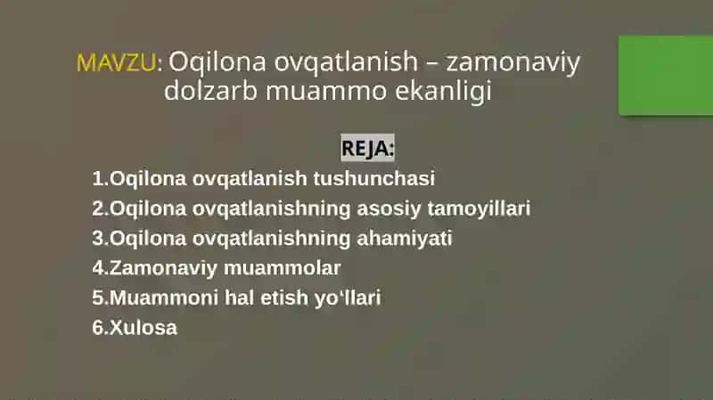 Oqilona ovqatlanish – zamonaviy dolzarb muammo ekanligi 2